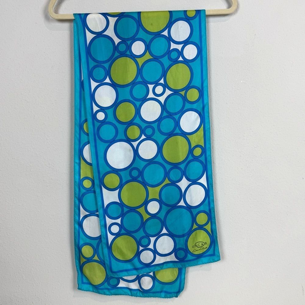 Vintage Oscar by Oscar de la Renta Blue Mod Scarf 12x53"